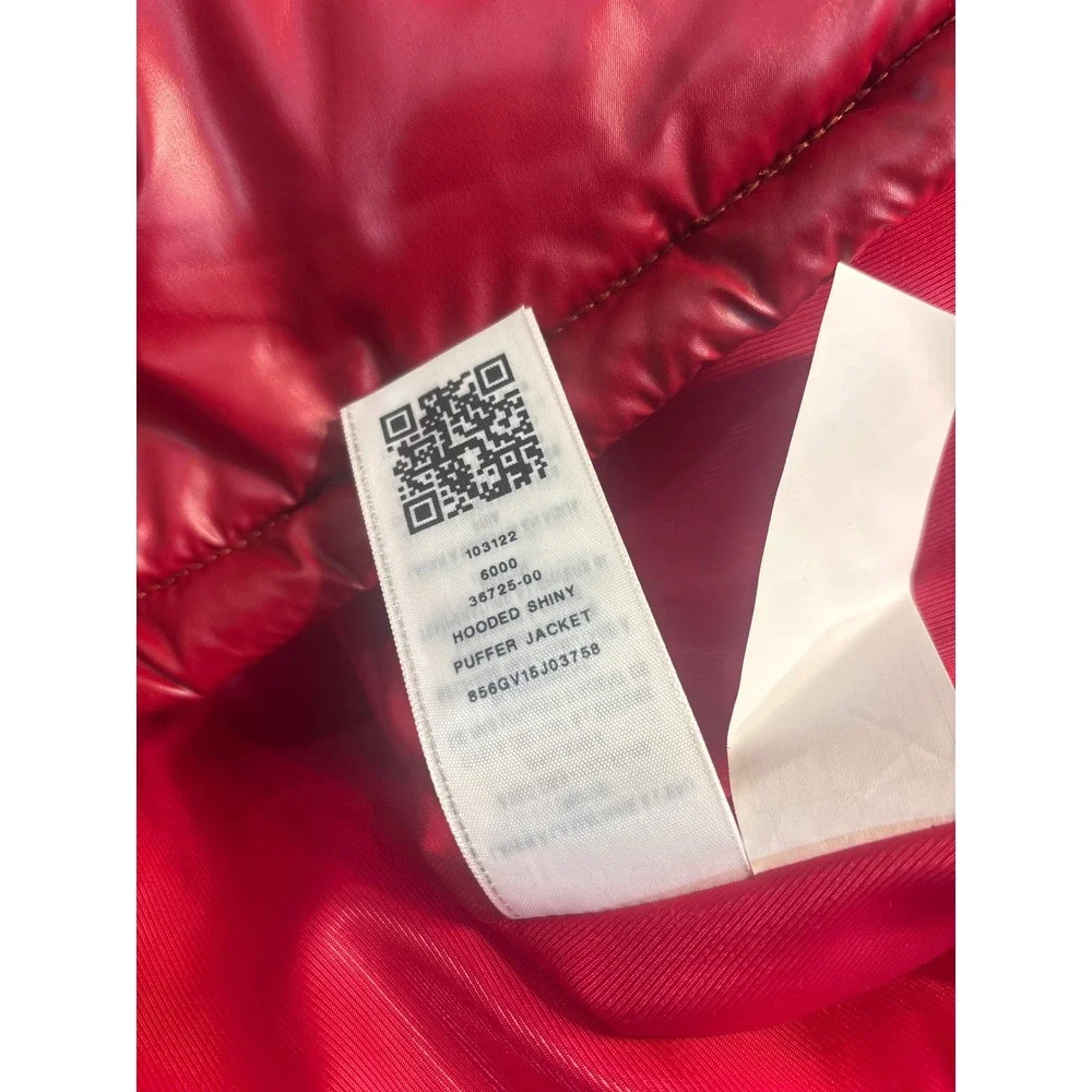 True Religion Mens Red Shiny Hooded‎ Puffer Jacket 2XL 36725-00 Full Zip Coat